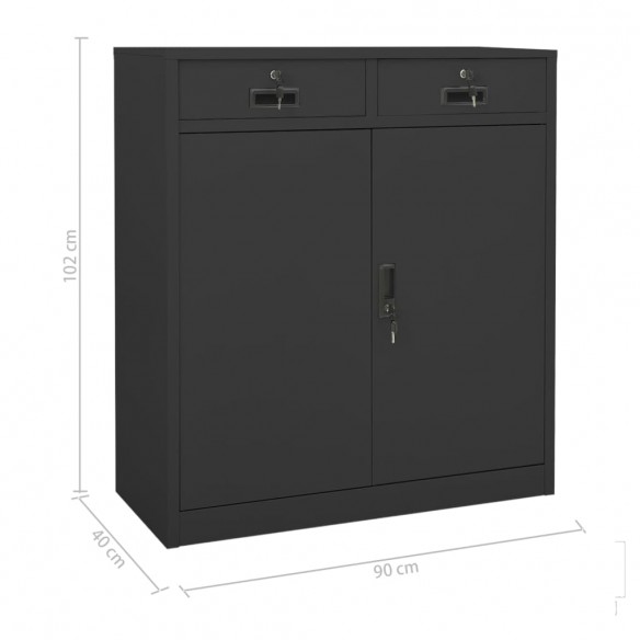 Armoire de bureau Anthracite 90x40x102 cm Acier