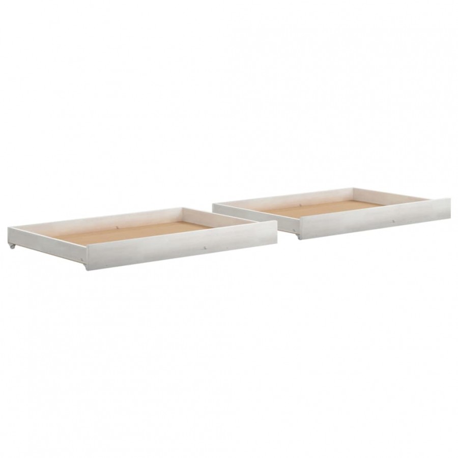 Tiroirs de lit 2 pcs Blanc Bois de pin massif Tiroirs de lit 2 pcs Blanc Bois de pin massif