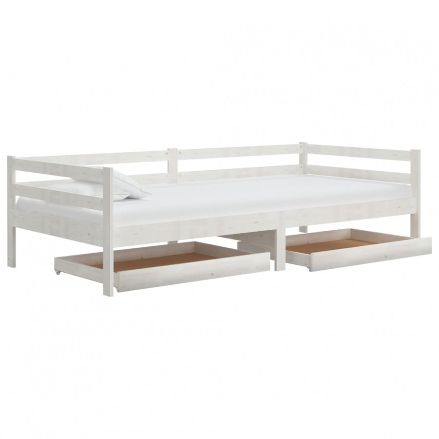 Tiroirs de lit 2 pcs Blanc Bois de pin massif Tiroirs de lit 2 pcs Blanc Bois de pin massif