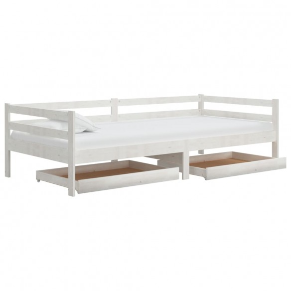 Tiroirs de lit 2 pcs Blanc Bois de pin massif