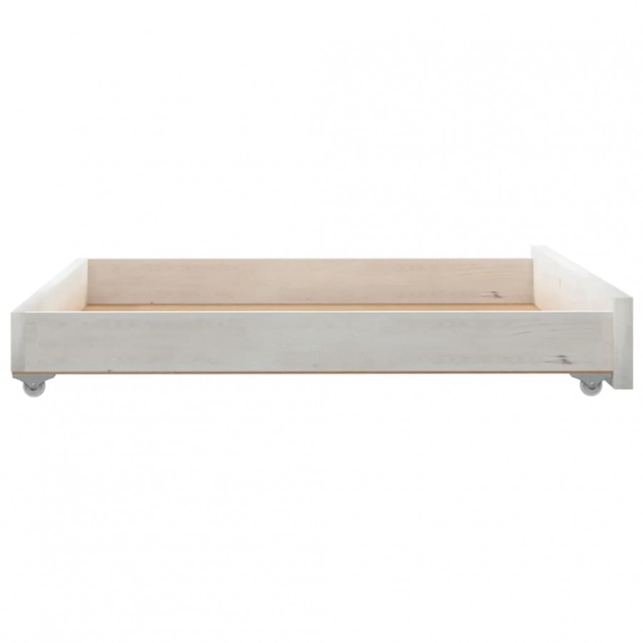 Tiroirs de lit 2 pcs Blanc Bois de pin massif Tiroirs de lit 2 pcs Blanc Bois de pin massif