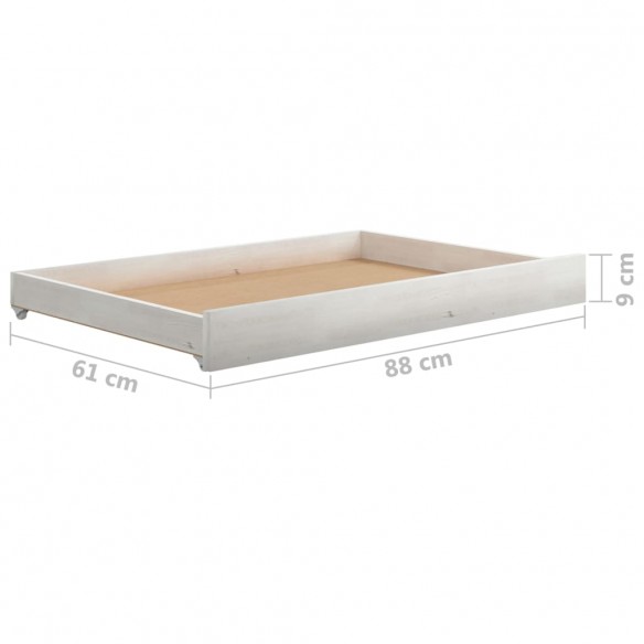 Tiroirs de lit 2 pcs Blanc Bois de pin massif