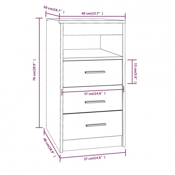 Armoire à tiroirs Sonoma gris 40x50x76 cm Bois d'ingénierie