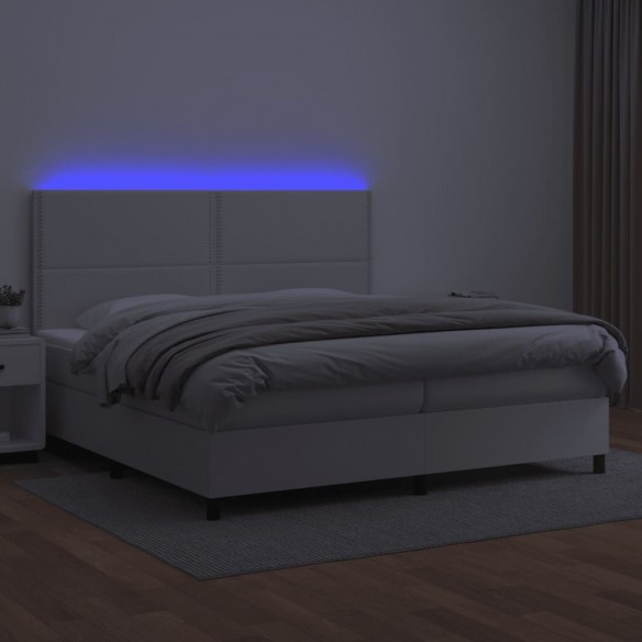 Cadre de lit avec matelas et LED Blanc 200x200 cm