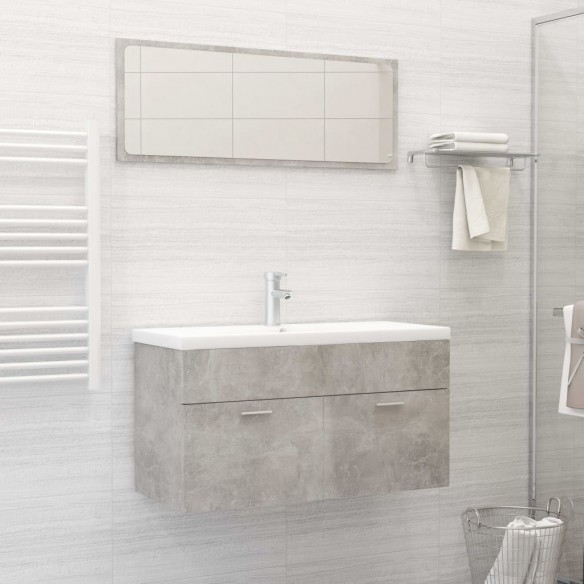 Ensemble de meubles de salle de bain 2 pcs Gris béton Aggloméré