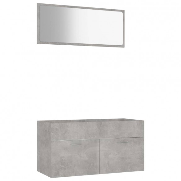 Ensemble de meubles de salle de bain 2 pcs Gris béton Aggloméré