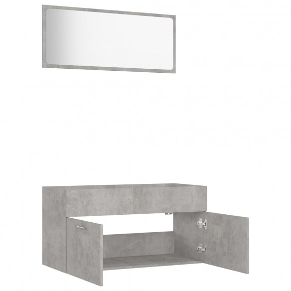 Ensemble de meubles de salle de bain 2 pcs Gris béton Aggloméré