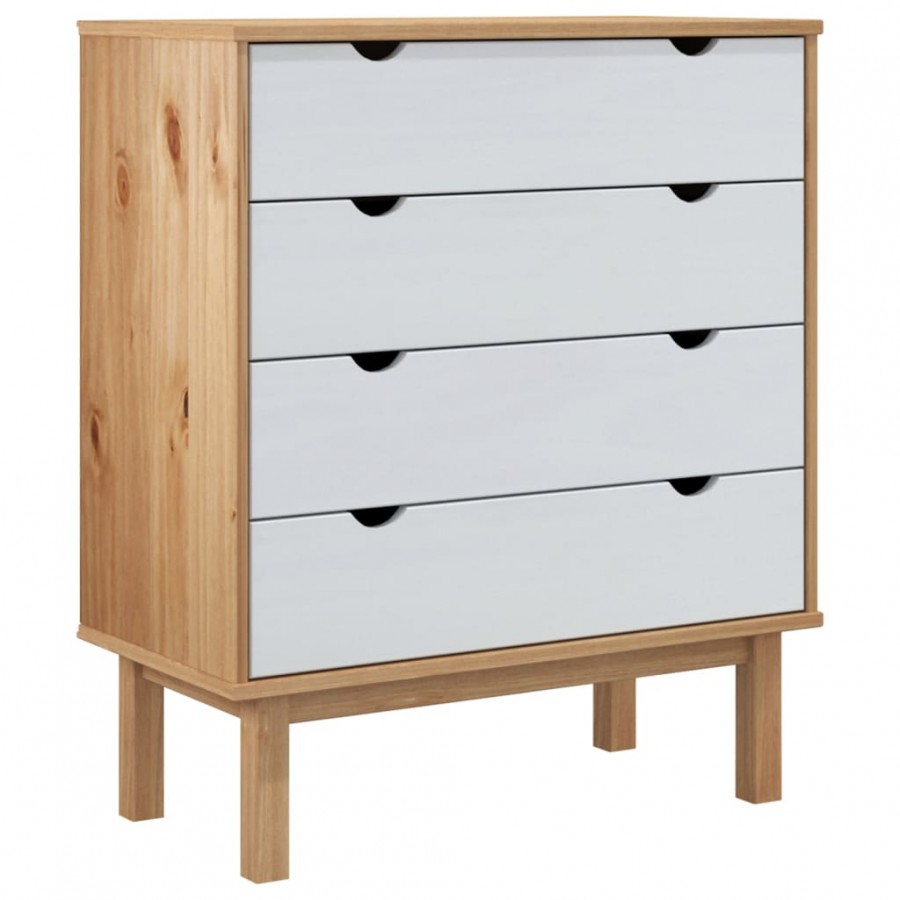 Commode OTTA Marron et blanc 76,5x39,5x90 cm Bois de pin massif Commode OTTA Marron et blanc 76,5x39,5x90 cm Bois de pin massif