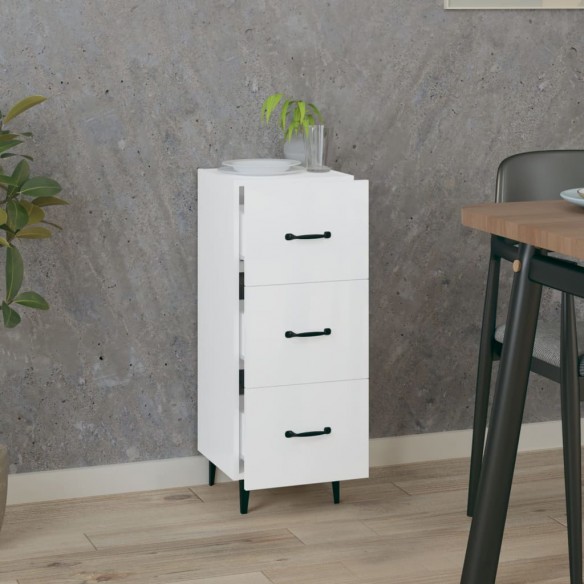 Buffet Blanc brillant 34,5x34x90 cm Bois d'ingénierie