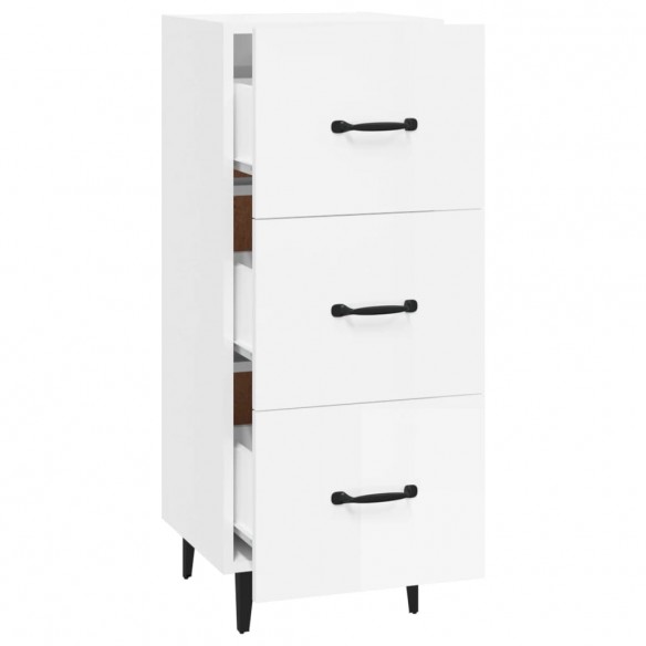 Buffet Blanc brillant 34,5x34x90 cm Bois d'ingénierie