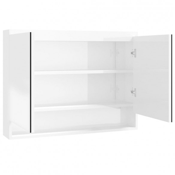 Armoire à miroir de salle de bain 80x15x60cm MDF Blanc brillant