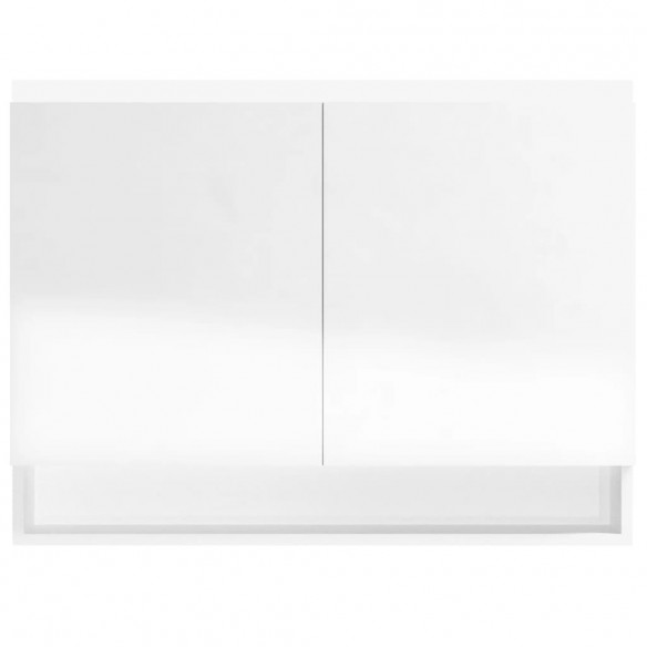 Armoire à miroir de salle de bain 80x15x60cm MDF Blanc brillant