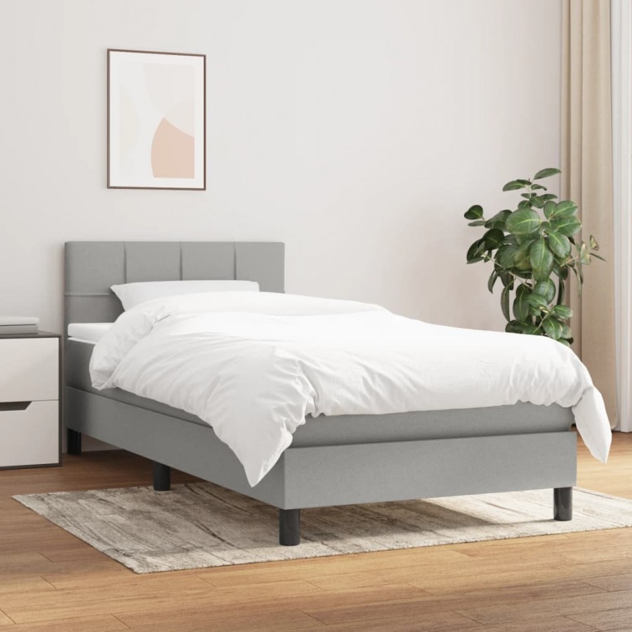 Sommier à lattes de lit avec matelas Gris clair 80x200 cm Tissu