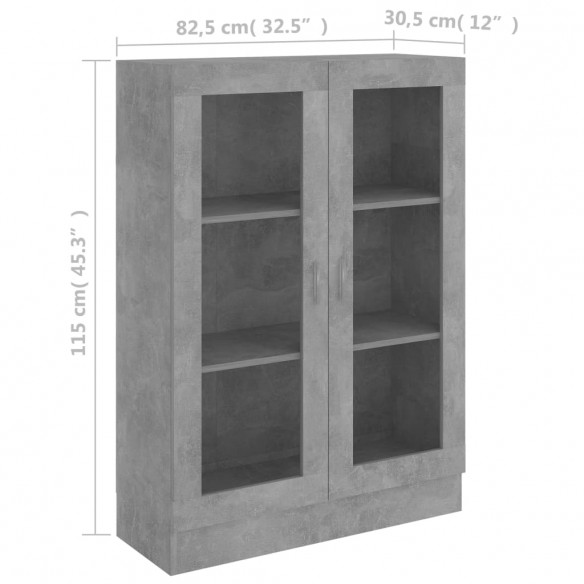 Armoire à vitrine Gris béton 82,5x30,5x115 cm Aggloméré