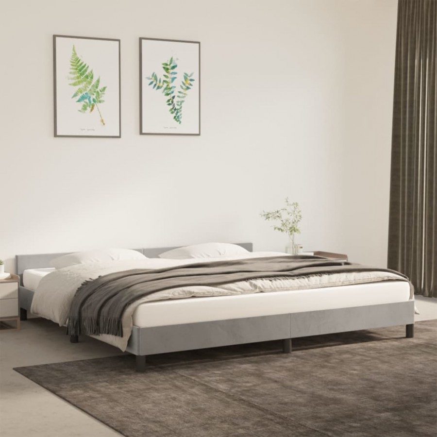 Cadre de lit avec tête de lit Gris clair 200x200 cm Velours