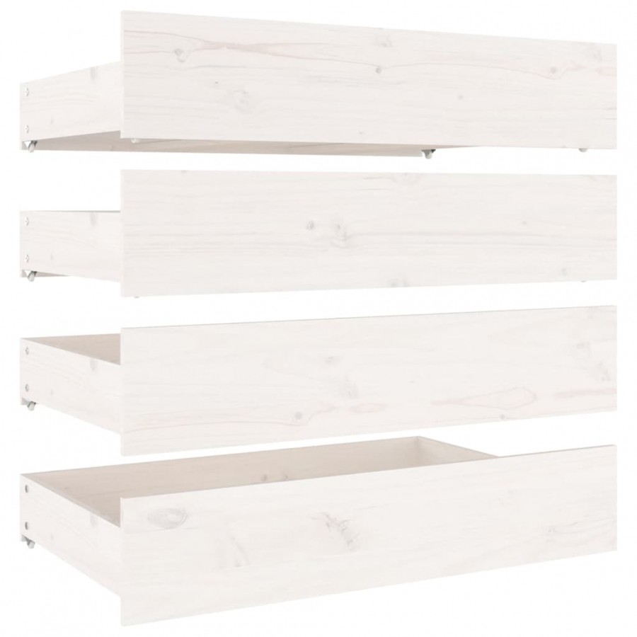 Tiroirs de lit 4 pcs Blanc Bois de pin massif Tiroirs de lit 4 pcs Blanc Bois de pin massif