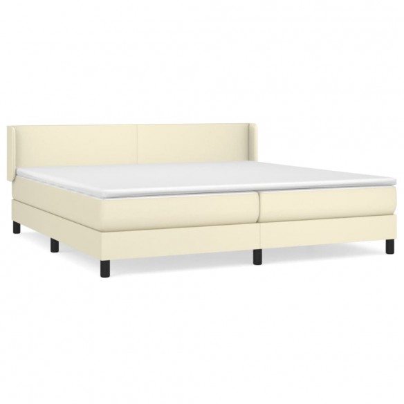 Cadre de lit avec matelas Crème 200x200cm Similicuir