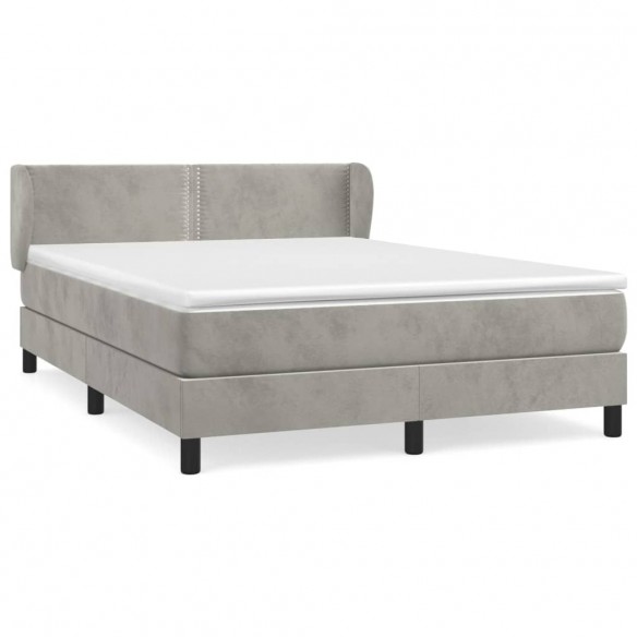 Cadre de lit et matelas Gris clair 140x200cm Velours