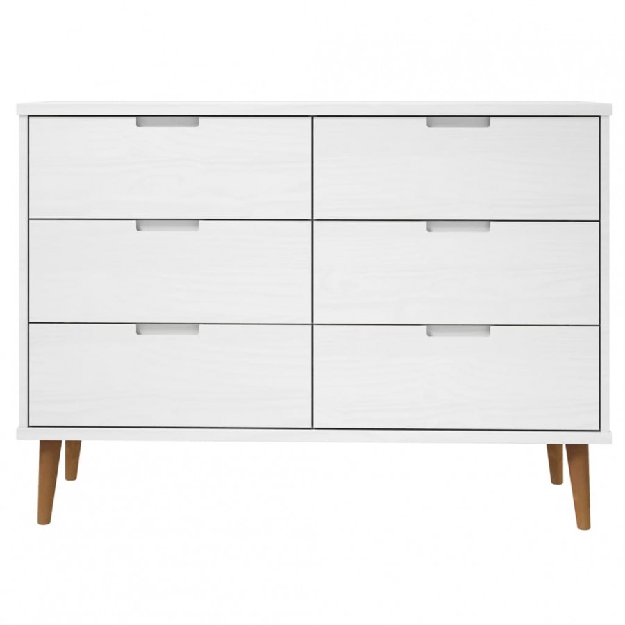Commode MOLDE Blanc 113x40x80 cm Bois de pin massif Commode MOLDE Blanc 113x40x80 cm Bois de pin massif