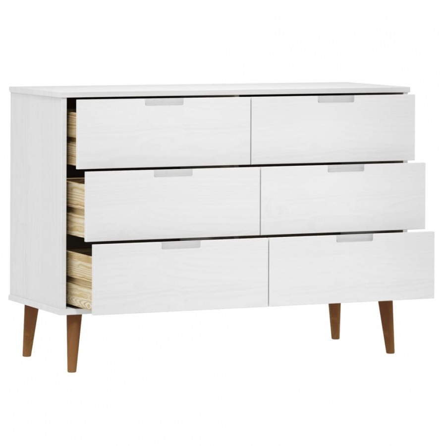 Commode MOLDE Blanc 113x40x80 cm Bois de pin massif Commode MOLDE Blanc 113x40x80 cm Bois de pin massif