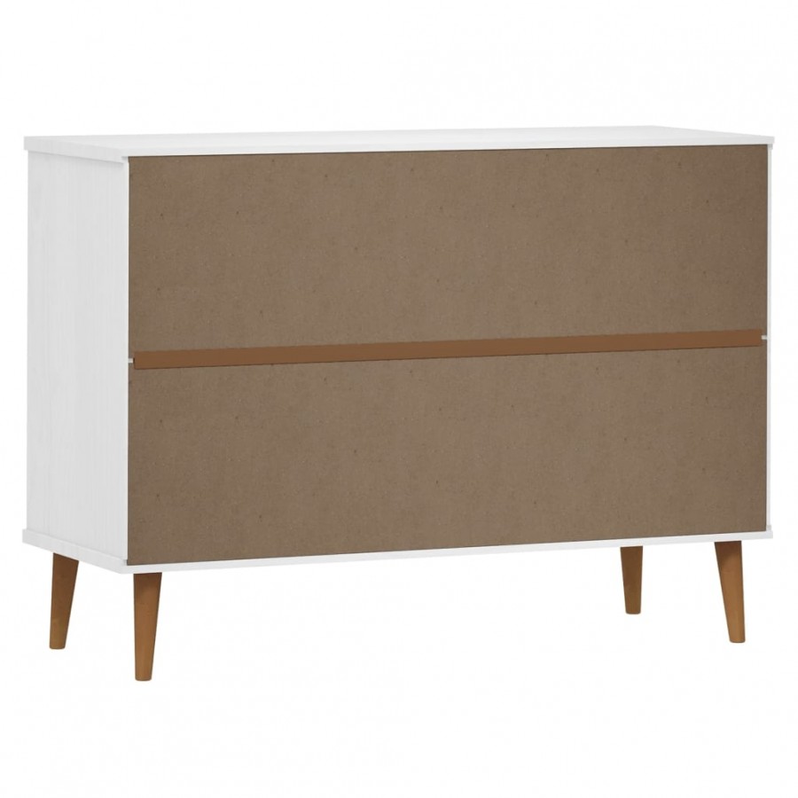 Commode MOLDE Blanc 113x40x80 cm Bois de pin massif Commode MOLDE Blanc 113x40x80 cm Bois de pin massif