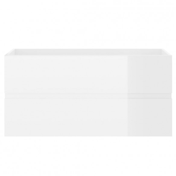 Armoire d'évier Blanc brillant 90x38,5x45 cm Aggloméré