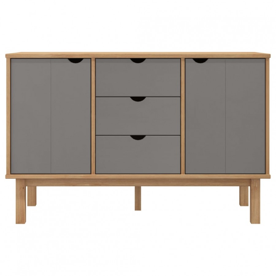 Buffet OTTA Marron et gris 113,5x43x73 cm Bois massif pin