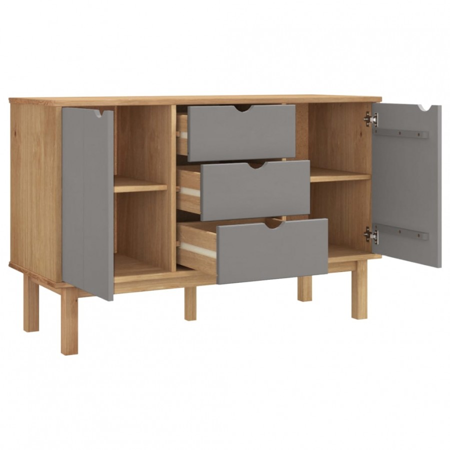 Buffet OTTA Marron et gris 113,5x43x73 cm Bois massif pin