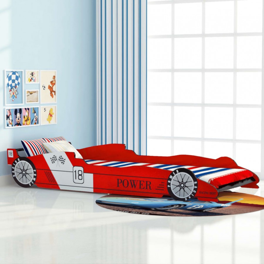 Lit voiture de course pour enfants 90 x 200 cm Rouge