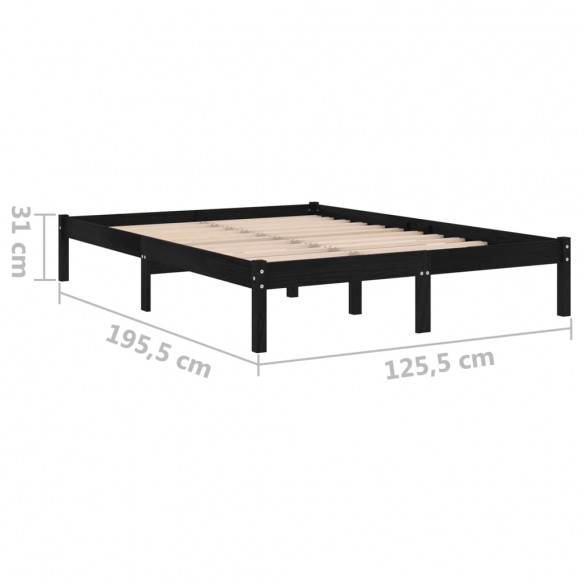 Cadre de lit Noir Bois massif 120x190 cm Petit double