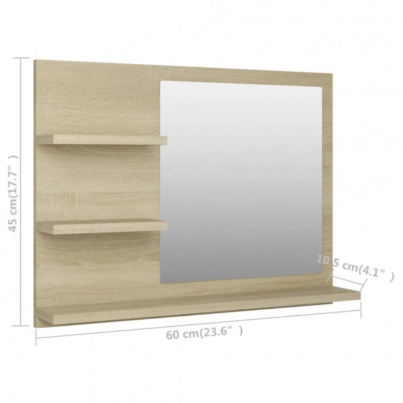 Miroir de salle de bain Chêne sonoma 60x10,5x45 cm Aggloméré