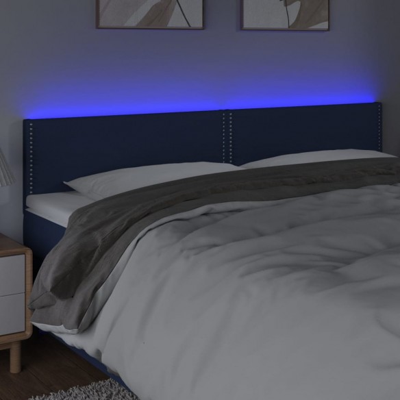 Tête de lit à LED Bleu 160x5x78/88 cm Tissu