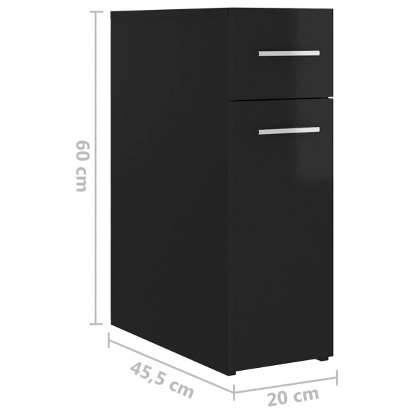 Armoire d'apothicaire Noir brillant 20x45,5x60 cm Aggloméré