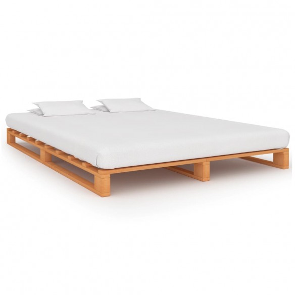 Cadre de lit de palette marron bois de pin massif 140x200 cm