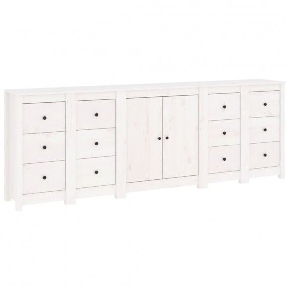 Buffet Blanc 230x35x80 cm Bois massif de pin