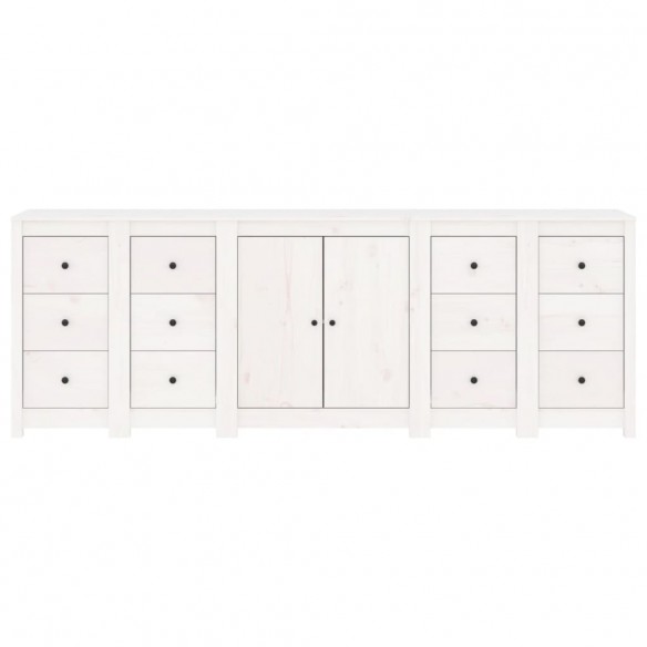 Buffet Blanc 230x35x80 cm Bois massif de pin