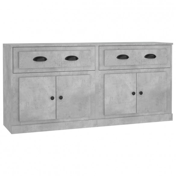 Buffets 2 pcs gris béton bois d'ingénierie