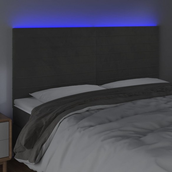 Tête de lit à LED Gris foncé 200x5x118/128 cm Velours