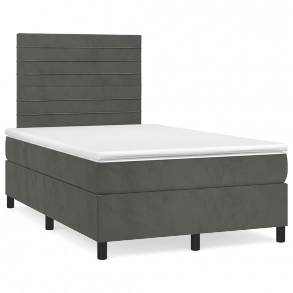 Cadre de lit et matelas Gris foncé 120x200cm Velours