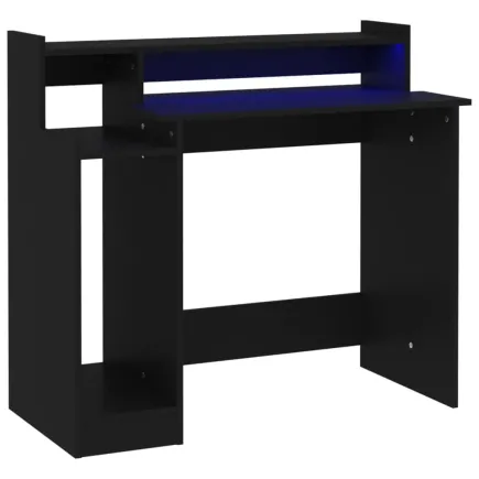 Bureau avec lumières LED noir 97x45x90 cm bois d'ingénierie 2
