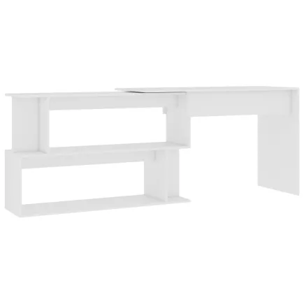 Bureau d'angle Blanc 200x50x76 cm Aggloméré 2