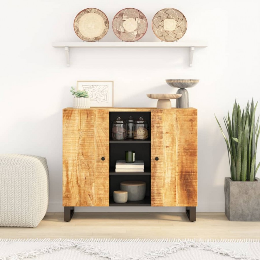 Buffet avec 2 portes 90x33x75 cm bois massif de manguier