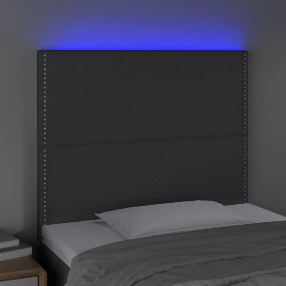 Tête de lit à LED Gris foncé 90x5x118/128 cm Tissu