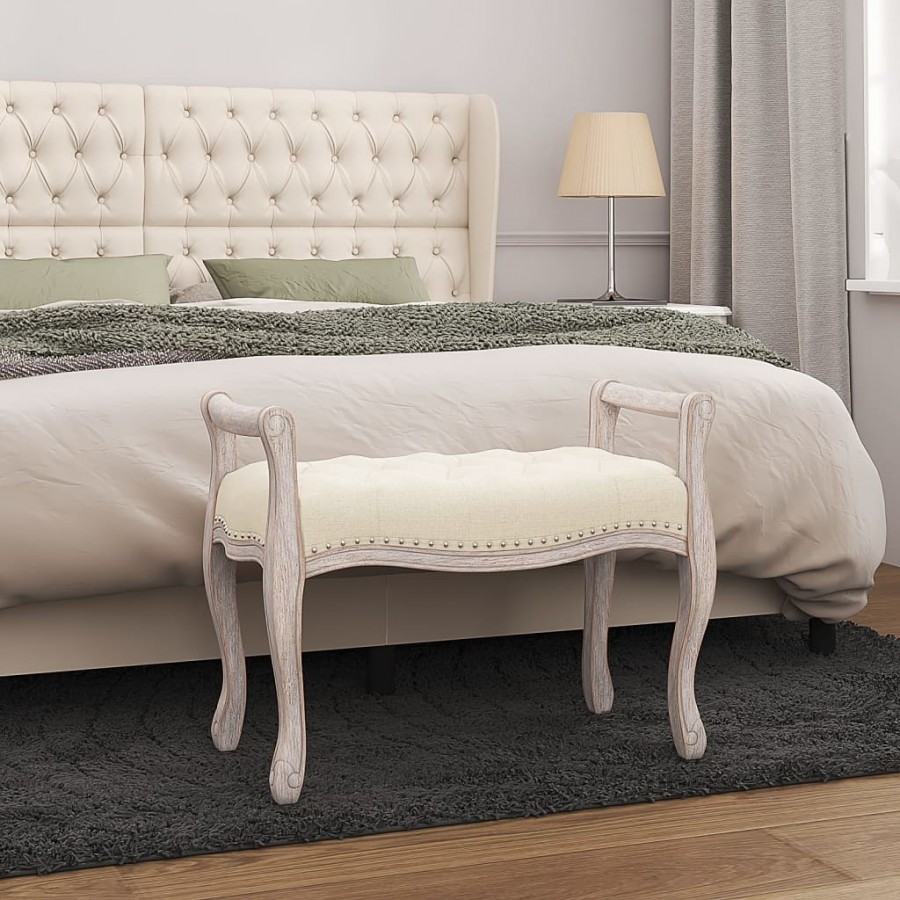 Banc beige 80x45x60 cm lin