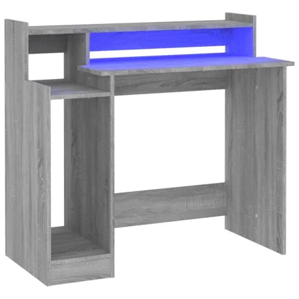 Bureau et lumières LED Sonoma gris 97x45x90cm  2