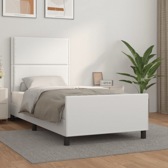 Cadre de lit avec tête de lit Blanc 100x200 cm Similicuir