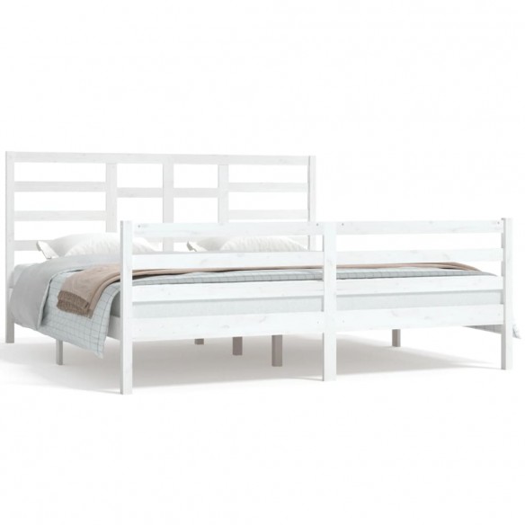 Cadre de lit Blanc Bois massif 180x200 cm Super King