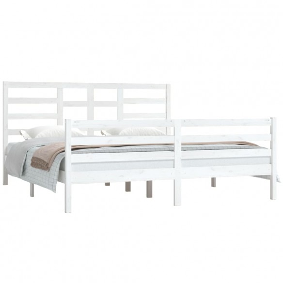 Cadre de lit Blanc Bois massif 180x200 cm Super King