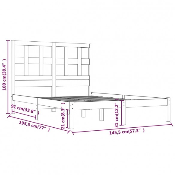 Cadre de lit Bois de pin massif 140x190 cm