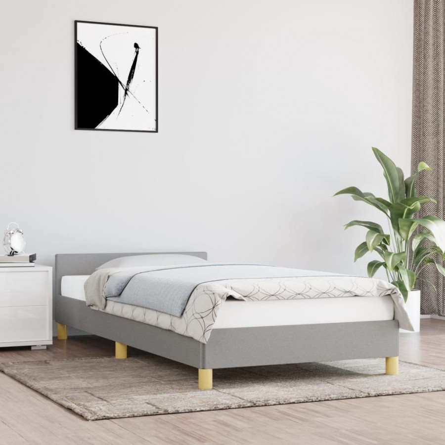 Cadre de lit avec tête de lit Gris clair 80x200 cm Tissu